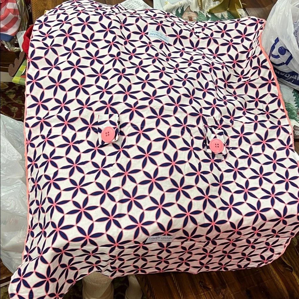 Canopy Couture Pink and Navy Car seat cover NWOT never used